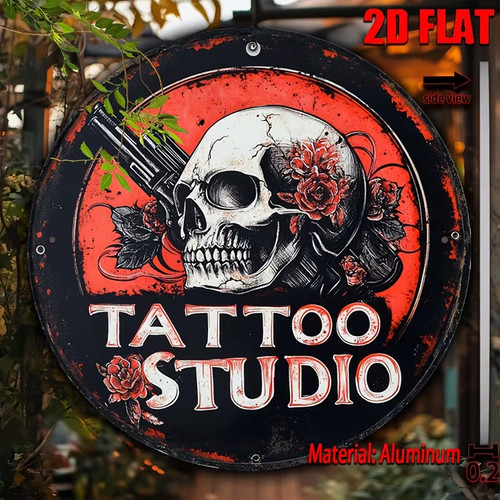 Tattoo studio round metal - tattoo,