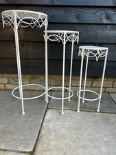 White Round Table Plant Pot Stand Flower Home Garden Decor Gift Set Of 3 Sizes