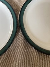 2  Lightly Used Denby Greenwich Green Dinner Plates 10.25”