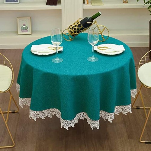 Faux linen round table - table, cover