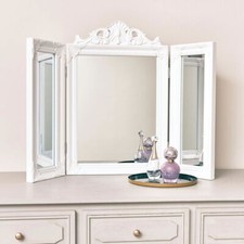 White Ornate Dressing Table Triple Mirror Shabby French Chic Bedroom Home decor