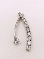 14k White Gold “ Wishbone” Natural Diamond Pendant 