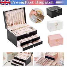 3 Tiers New Large Jewellery Boxes Storage Case Drawer Cabinet Necklace Organizer