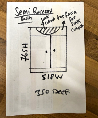 Semi recessed sink - semi, (no
