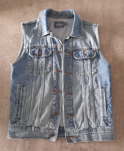 Blue denim vest gillet jacket - denim,