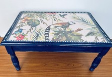 Vintage Hardwood Upcycled Small Coffee Table Hand Painted Unique OOAK!!