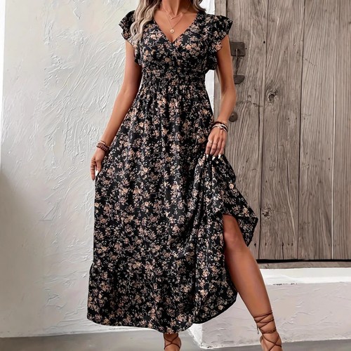 Women neck floral long - long, dress