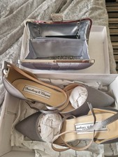 Wedding Shoes And Matching Bag Set Stunning Silver Satin Size 40 Strappy Heels
