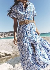 ZARA BELTED EMBROIDERED SHIRT