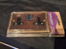 Varlight Double switched socket Antique  Georgian Brass rope edged