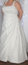 Beautiful Wedding Dress Size 20-24 Ivory Satin with Diamontes Corset Back Detail