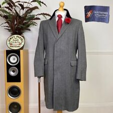 Austin Reed (40R) Herringbone Charcoal Velvet Wool Overcoat COVERT Coat Jacket