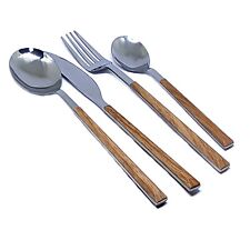 Cutlery Sets Stainless Steel 32 piece Wood Grain Effect Tableware ABS Handles