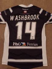 MENS HULL FC MATCH PLAYER WORN GAME SHIRT SUPER LEAGUE RUGBY JERSEY WASHBROOK