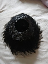 Vintage Black Feather Occasion Funeral Hat  With Strap