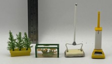 Vintage Lundby dolls house furniture Planter, Fish Tank, Carpet Sweeper, Hoover