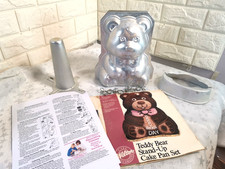 Vintage WILTON Cake Pan 1986 Stand Up Teddy Bear Aluminium Complete With Clips