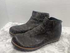 Cydwoq Handmade Leather Booties Shoes Size EU 38 US 7 Boots Black Splotchy Print