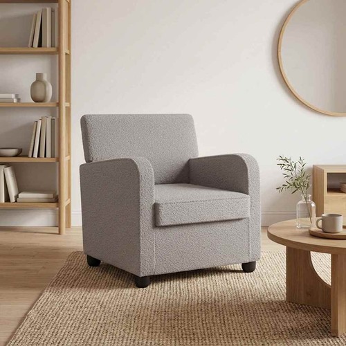Armchair light grey - faux, lamb