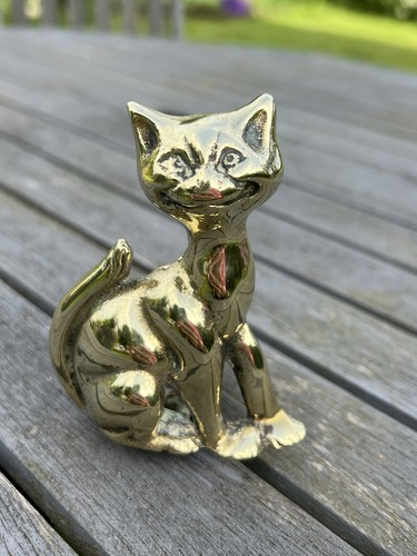 Vintage brass cat - candle, stick