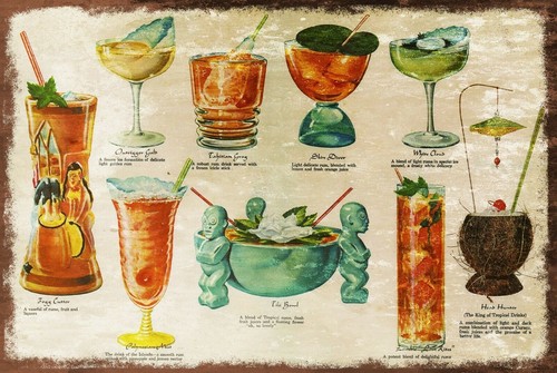 Tiki bar cocktail drinks menu - tiki,