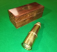 Vintage brass nautical maritime telescope spyglass 14 inch. Hardwood display box