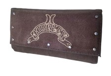 Hurley Tri- Fold Ladies Suede Outer Billfold, 5 Pockets, 7 Credit Card Pockets