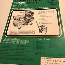 EARLSWOOD Kohler Portable Generator J H Hancox 1980s  Original Sales Brochure