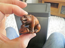 Hand carved wood netsuke a - carved,