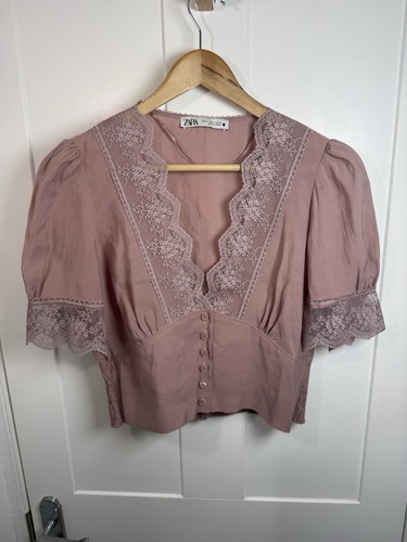 Zara pink lace embroidered - zara,