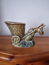 Vintage 60's Shamrock Pottery Reluctant Donkey Planters Vase Wade Ireland Pair