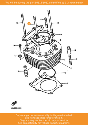 Yamaha bolt stud 90116 10222 - yamaha, bolt,