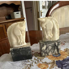 Marble Horse Head Bookends