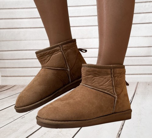 Ladies womens flat ankle faux - ladies,