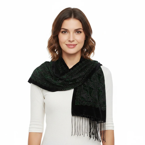 Devore velvet green paisley - devore,