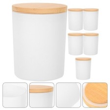 7 OZ Frosted Empty Candle Jars with Bamboo Lids and Sticky Labels 15 Pack