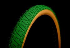 COLOURED STREET BMX TYRES GREEN GUMWALL 20 X 2.125 LS214 (PAIR, SINGLE & TUBES)