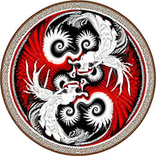 White red couple dragon wall - couple,