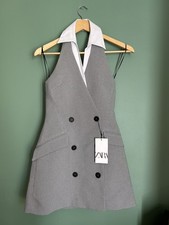 Zara Grey Check Long Waistcoat