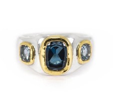 925 Sterling Silver And 22ct Yellow Gold Bezel Topaz Ring, Size L