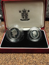 Royal Mint 1990 Silver Proof Five Pence Two-Coin Set Original Box & COA VGC