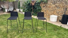 Elegant Black Bar Stools Set of 3. Super Cool Metal And Cotton Rattan