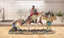 8.5"W Indian Family Statue Native American Decoration Figurine Room Decor