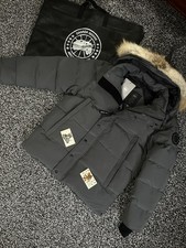 Canada Goose Wyndham Parka Grey Black Badge Faux Fur Size Large Mens