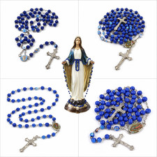 Blue catholic rosary - blue, beads