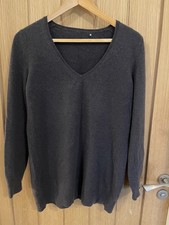 Marks and Spencer Slate Grey 100% Cashmere V-Neck Jumper, UK 16