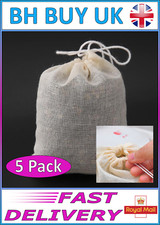 5x REUSABLE MUSLIN STRAINING BAG 10x15cm HOP FILTER HOMEBREW BEER WINE JAM FRUIT