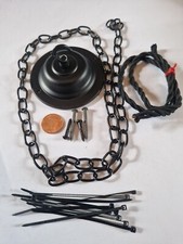 VINTAGE  BLACK  CEILING CENTRE LIGHT CHANDELIER LAMP HOOK ROSE + CHAIN+ FLEX