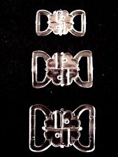 Bikini Clasps Bra Fastener Clips S/M/L Crystal Clear Plastic Clover Leaf Design