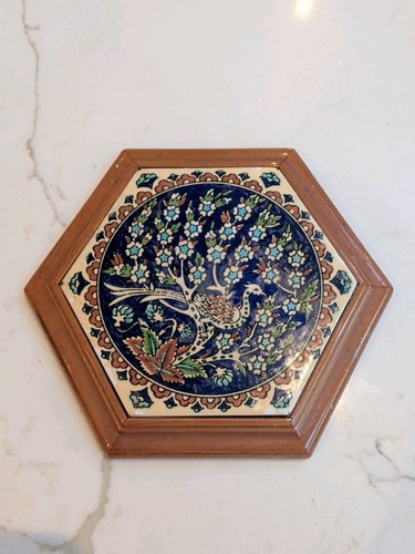 Vintage turkish peacock tile - vintage,